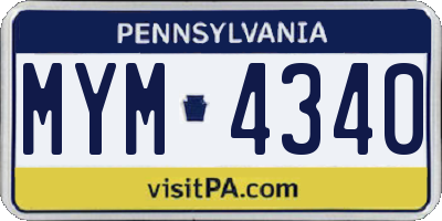 PA license plate MYM4340