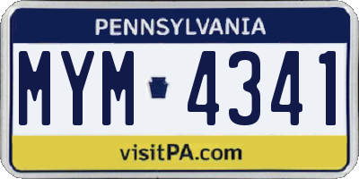 PA license plate MYM4341