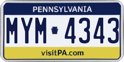 PA license plate MYM4343