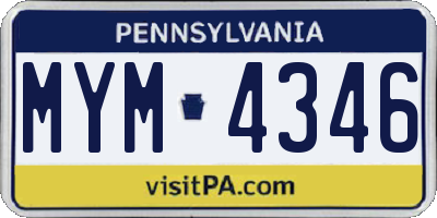 PA license plate MYM4346
