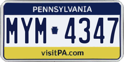 PA license plate MYM4347