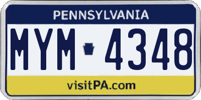 PA license plate MYM4348