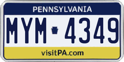 PA license plate MYM4349