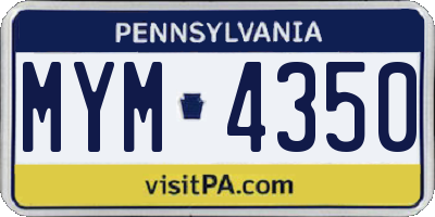 PA license plate MYM4350