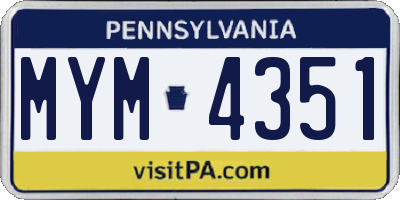 PA license plate MYM4351
