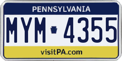 PA license plate MYM4355