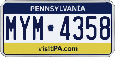 PA license plate MYM4358