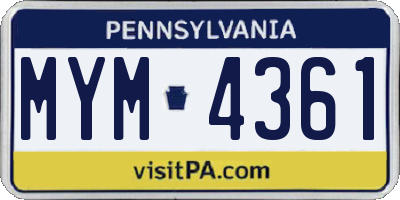 PA license plate MYM4361