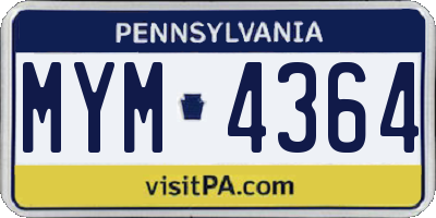 PA license plate MYM4364