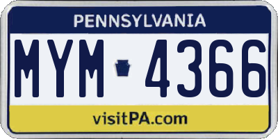 PA license plate MYM4366