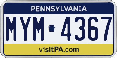 PA license plate MYM4367