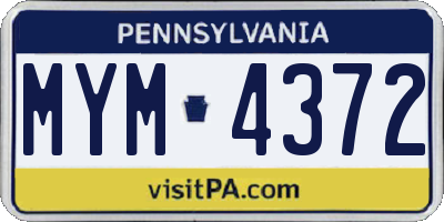 PA license plate MYM4372