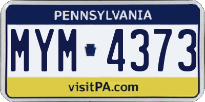 PA license plate MYM4373
