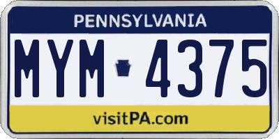 PA license plate MYM4375