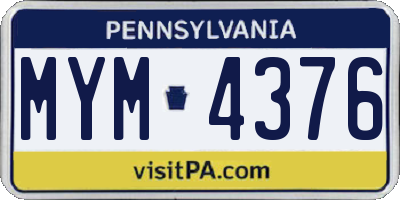 PA license plate MYM4376
