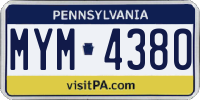 PA license plate MYM4380