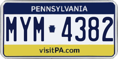 PA license plate MYM4382