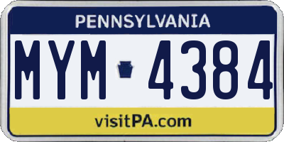 PA license plate MYM4384