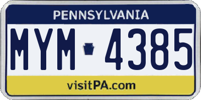 PA license plate MYM4385