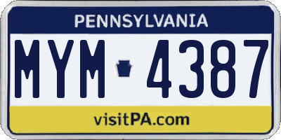 PA license plate MYM4387