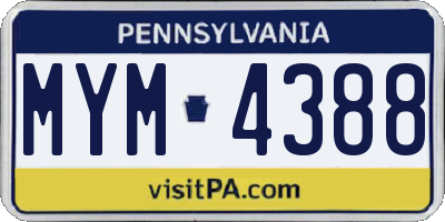 PA license plate MYM4388