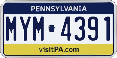 PA license plate MYM4391