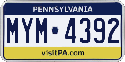 PA license plate MYM4392