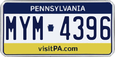 PA license plate MYM4396