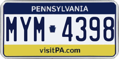 PA license plate MYM4398