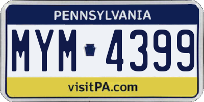 PA license plate MYM4399