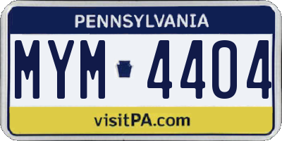 PA license plate MYM4404