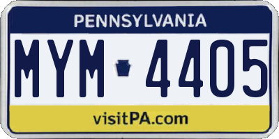 PA license plate MYM4405