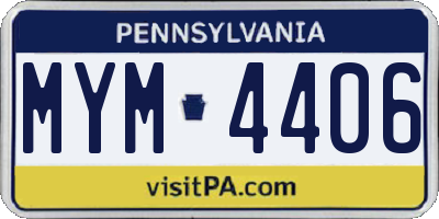 PA license plate MYM4406