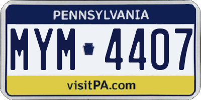 PA license plate MYM4407