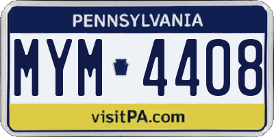 PA license plate MYM4408