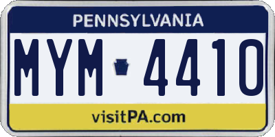 PA license plate MYM4410