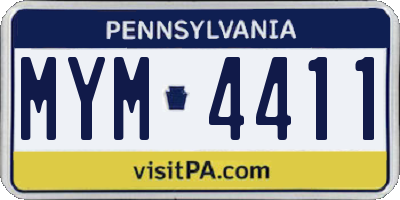 PA license plate MYM4411