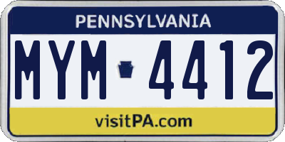 PA license plate MYM4412