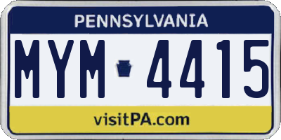 PA license plate MYM4415