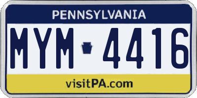 PA license plate MYM4416