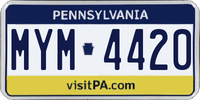 PA license plate MYM4420