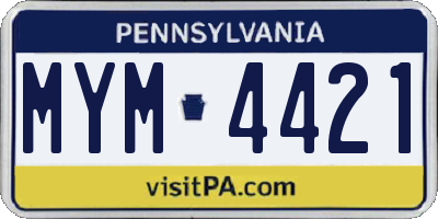 PA license plate MYM4421