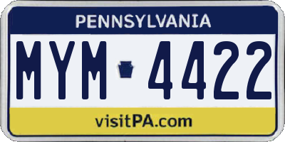 PA license plate MYM4422
