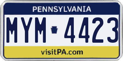 PA license plate MYM4423