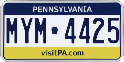 PA license plate MYM4425