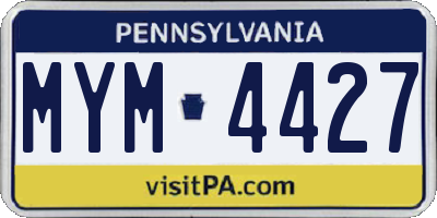 PA license plate MYM4427