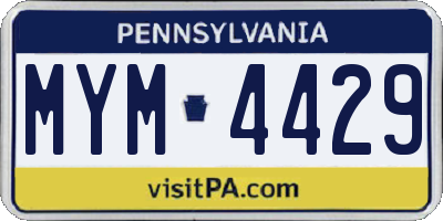 PA license plate MYM4429