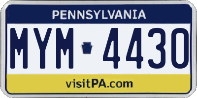 PA license plate MYM4430