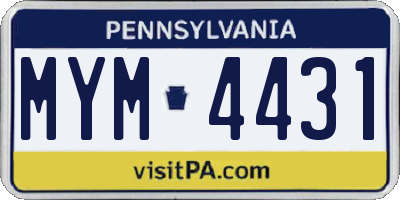PA license plate MYM4431