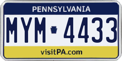 PA license plate MYM4433